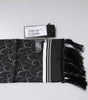 Dolce & Gabbana Black Patterned Skinny Fringes Shawl Scarf