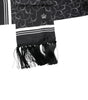 Dolce & Gabbana Black Patterned Skinny Fringes Shawl Scarf