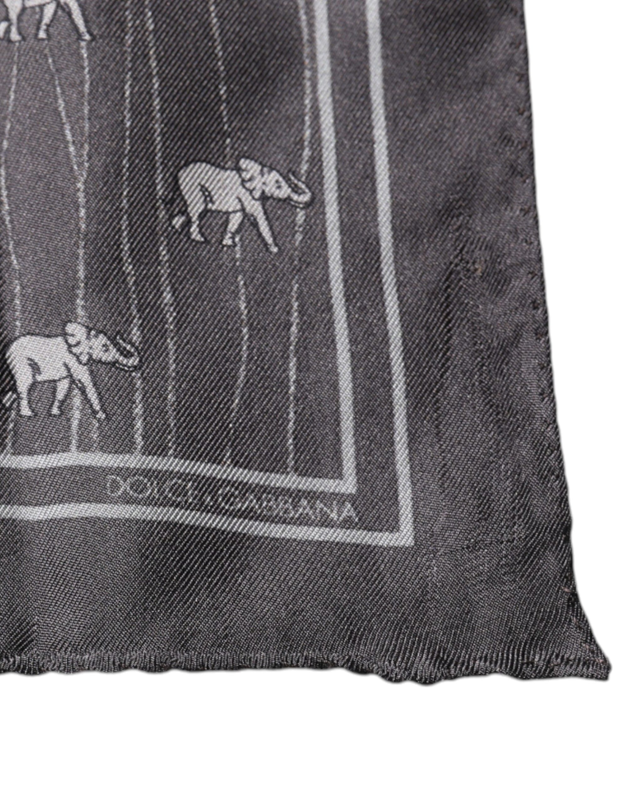 Dolce &amp; Gabbana Brown Elephant Fantasy Handkerchief Scarf
