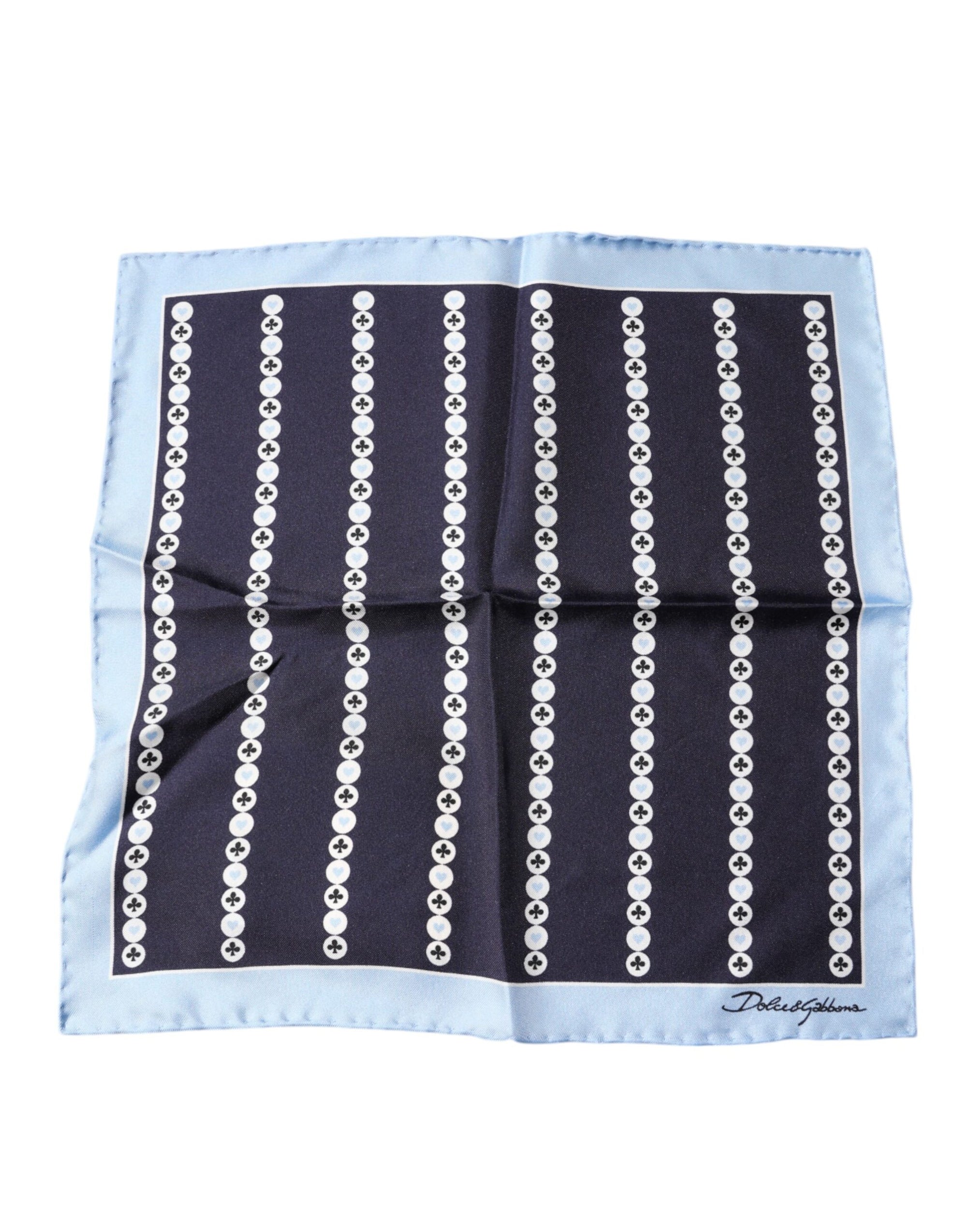 Foulard mouchoir en soie Dolce &amp; Gabbana Blue Heart Spade