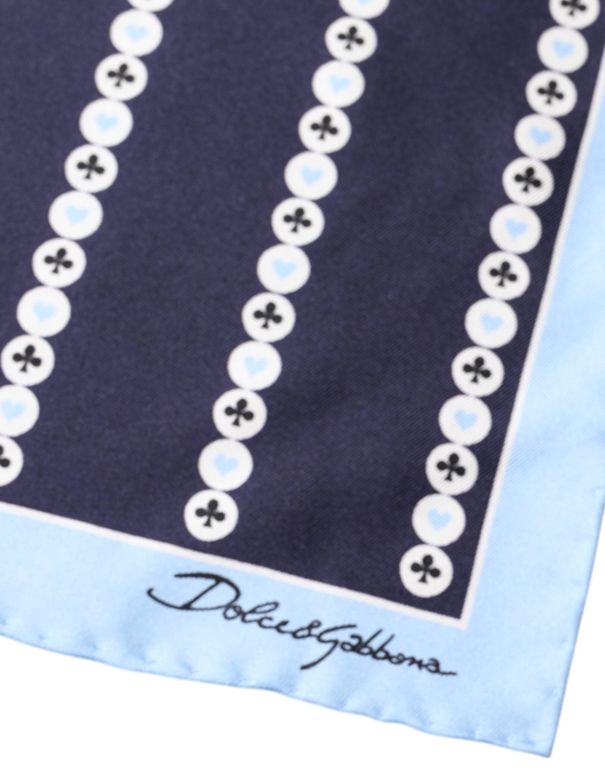 Foulard mouchoir en soie Dolce &amp; Gabbana Blue Heart Spade