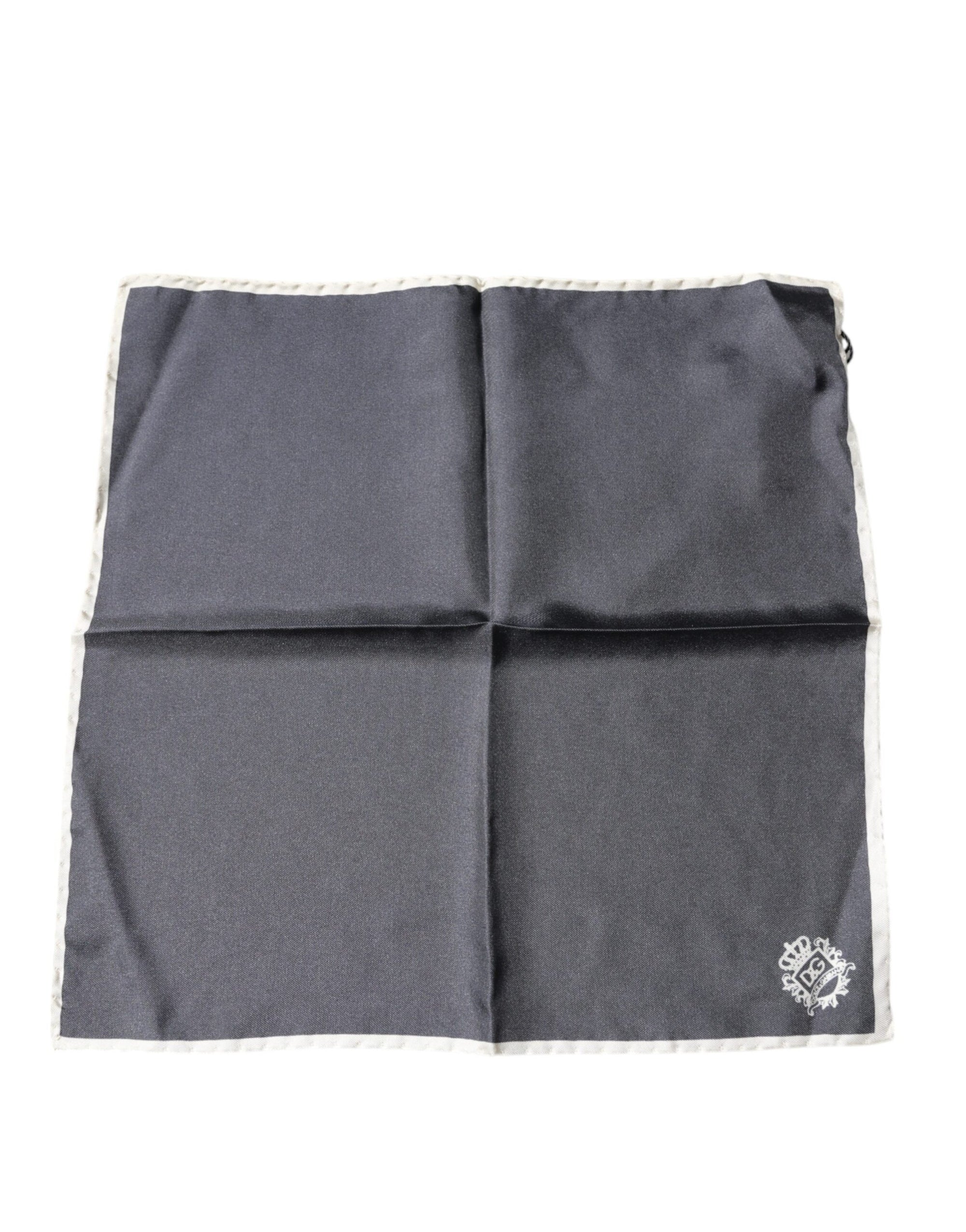 Dolce &amp; Gabbana Gray Crown Logo Square Handkerchief Scarf
