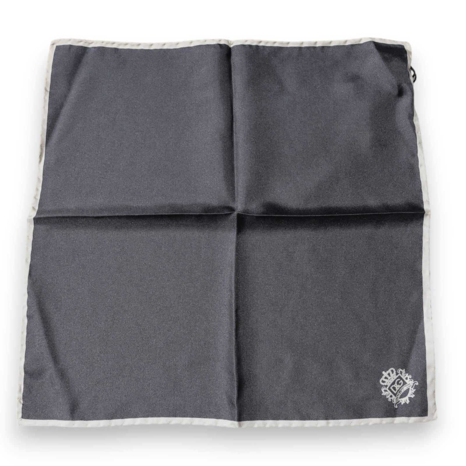 Dolce &amp; Gabbana Gray Crown Logo Square Handkerchief Scarf