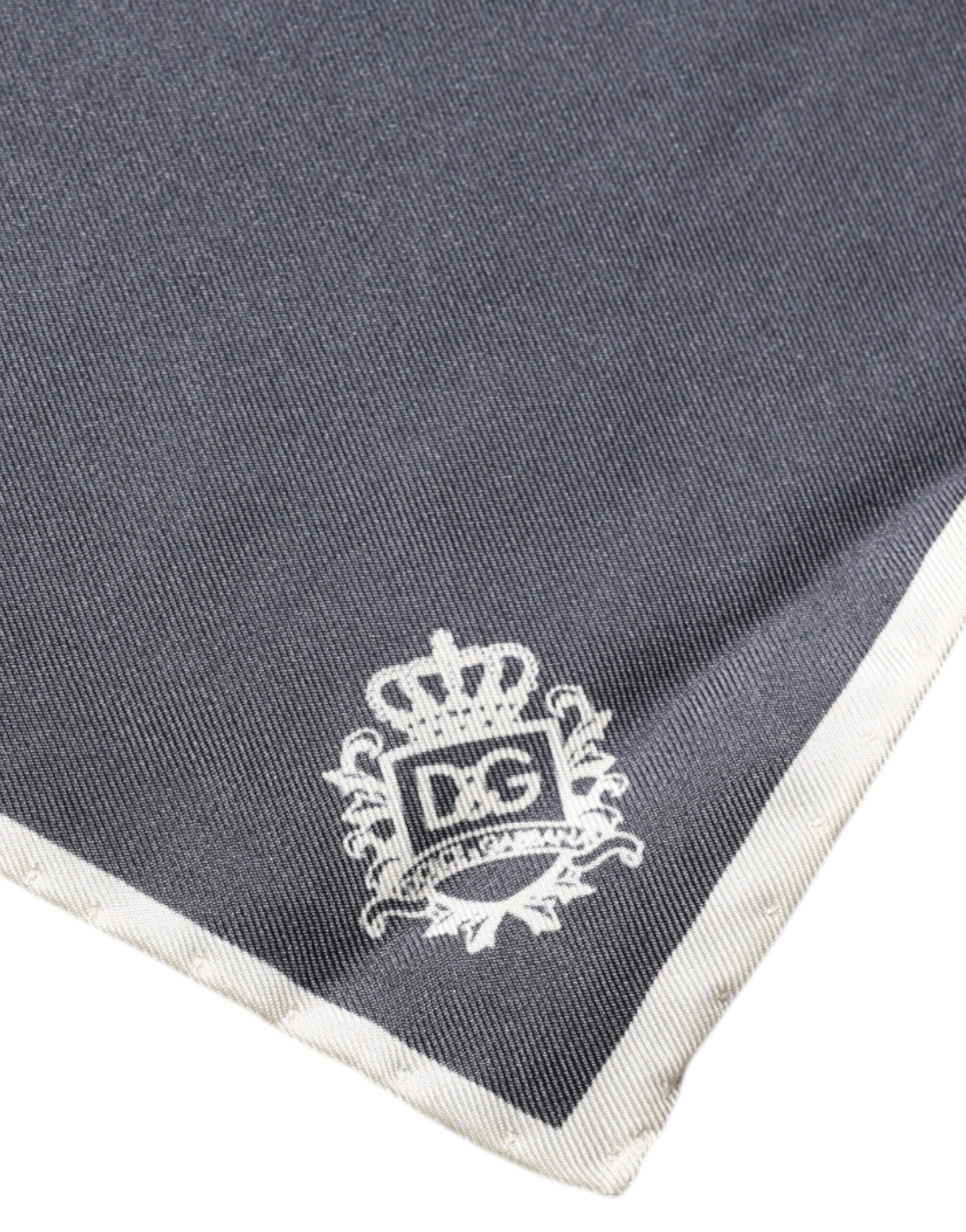 Dolce &amp; Gabbana Gray Crown Logo Square Handkerchief Scarf