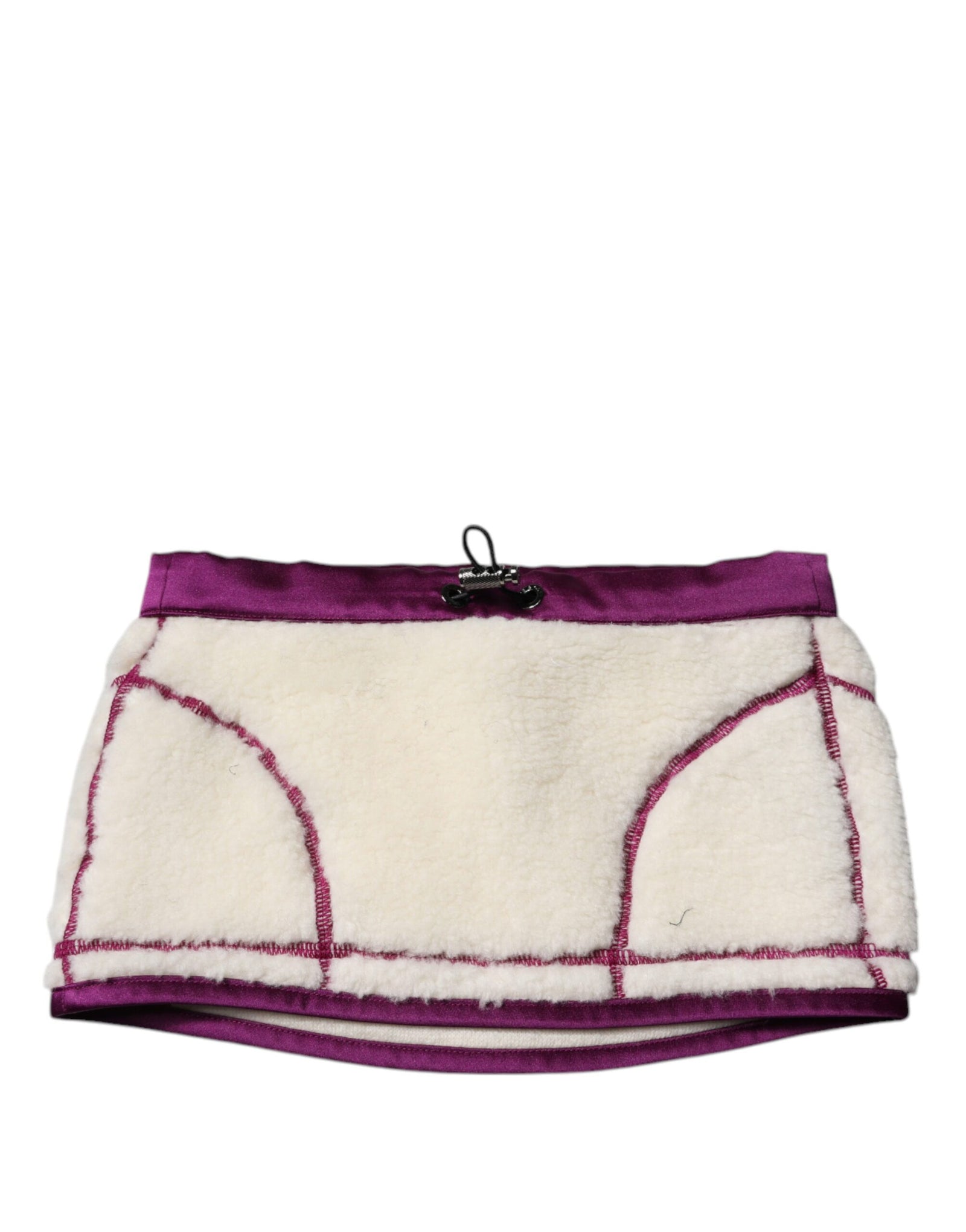 Dolce &amp; Gabbana White Purple Cashmere Fleece Neck Warmer Scarf