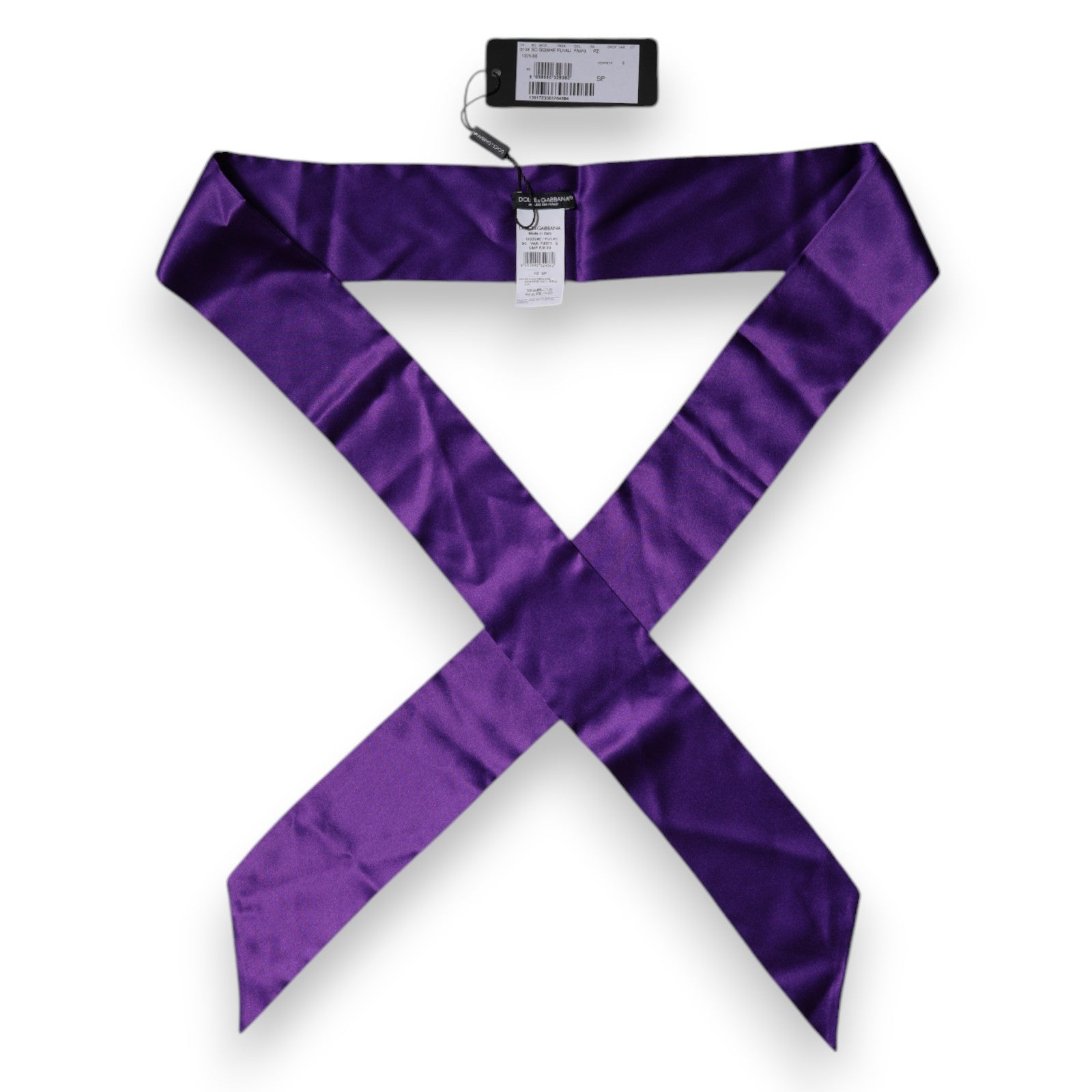 Foulard skinny en satin de soie violet Dolce &amp; Gabbana