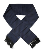 Foulard tour de cou à franges fantaisie bleu foncé Dolce & Gabbana