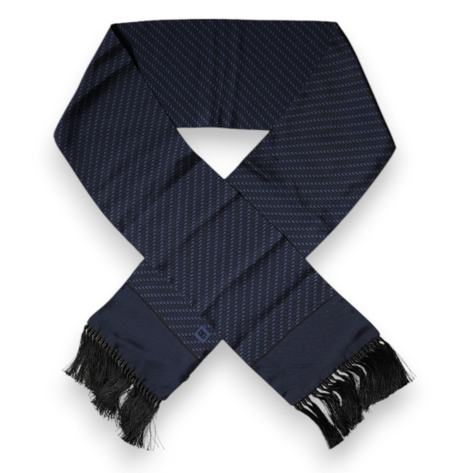 Foulard tour de cou à franges fantaisie bleu foncé Dolce & Gabbana