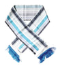 Dolce & Gabbana White Blue Stripes Silk Fringes Wrap Scarf