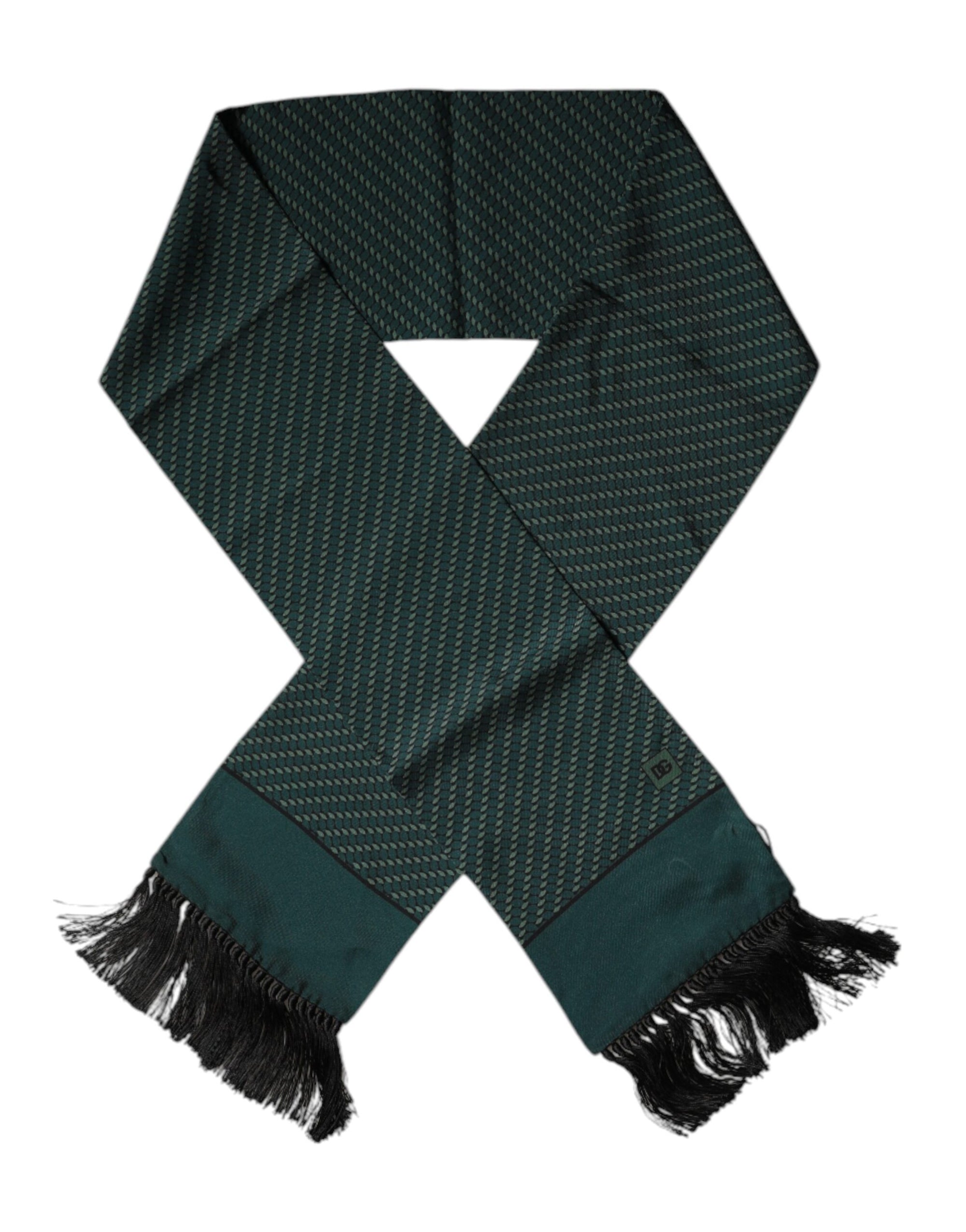 Foulard tour de cou à franges fantaisie vert foncé Dolce & Gabbana