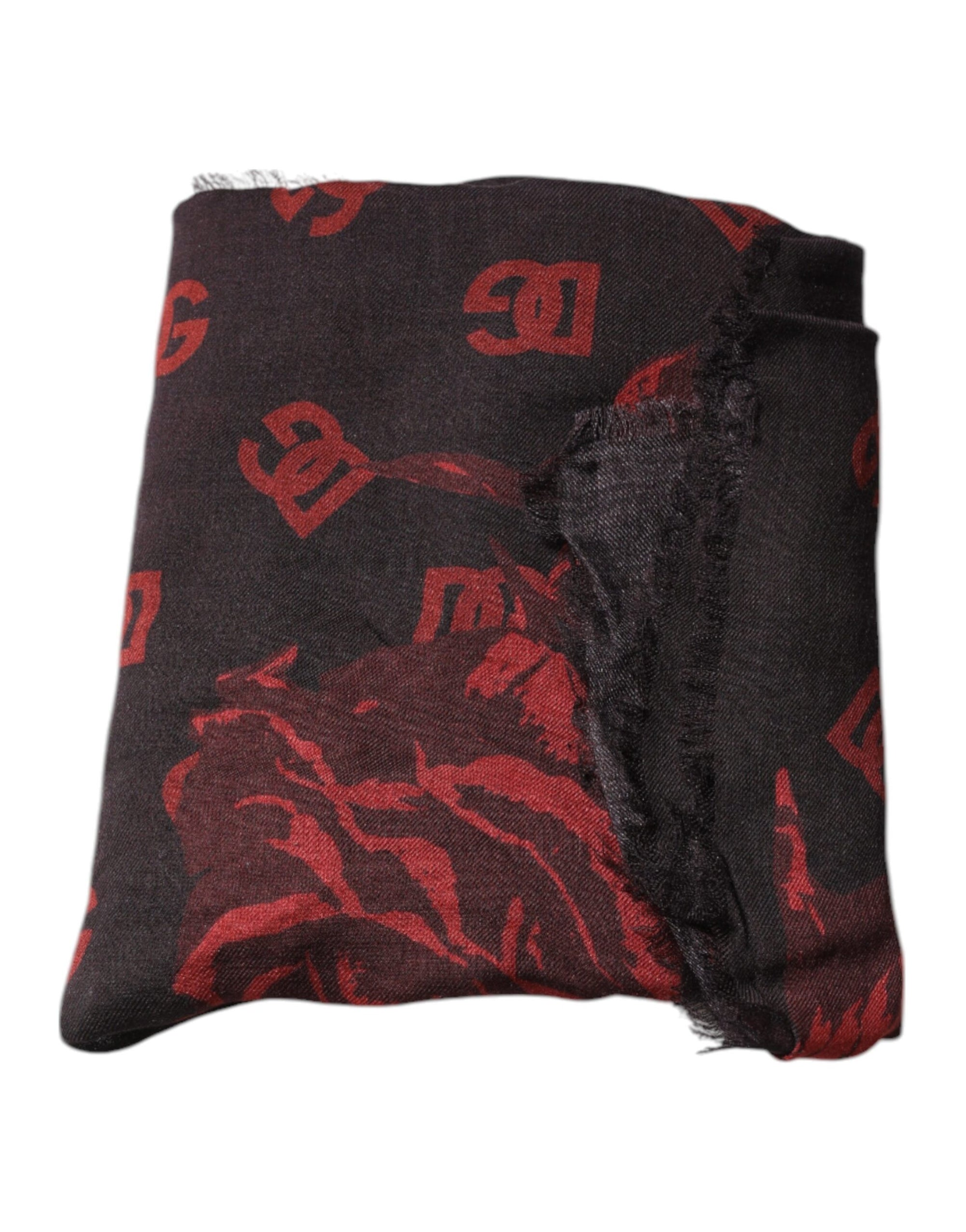 Foulard châle en modal à fleurs noires et rouges Dolce &amp; Gabbana
