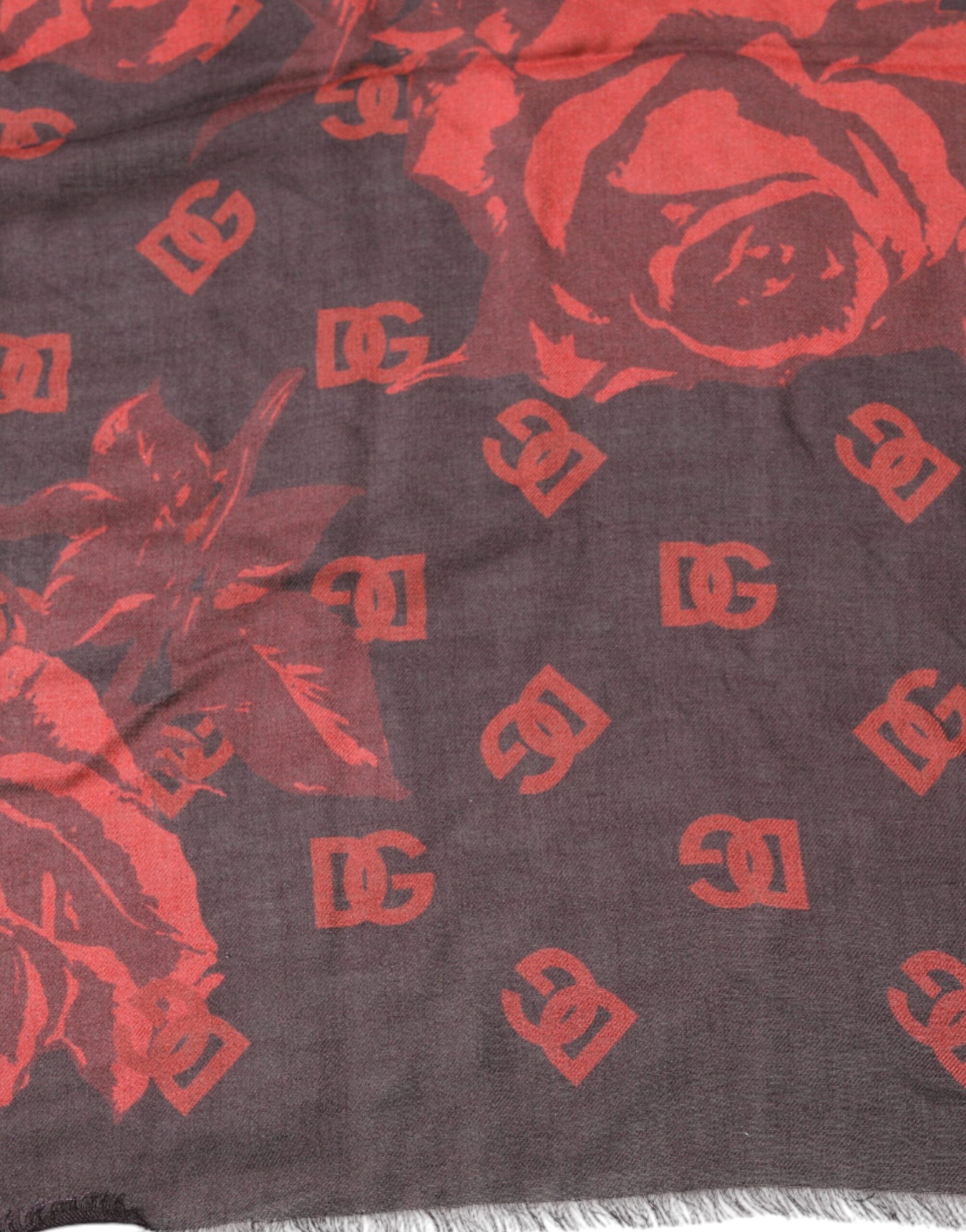 Foulard châle en modal à fleurs noires et rouges Dolce &amp; Gabbana