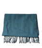 Dolce & Gabbana Blue Green Wool Fringes Wrap Shawl Scarf