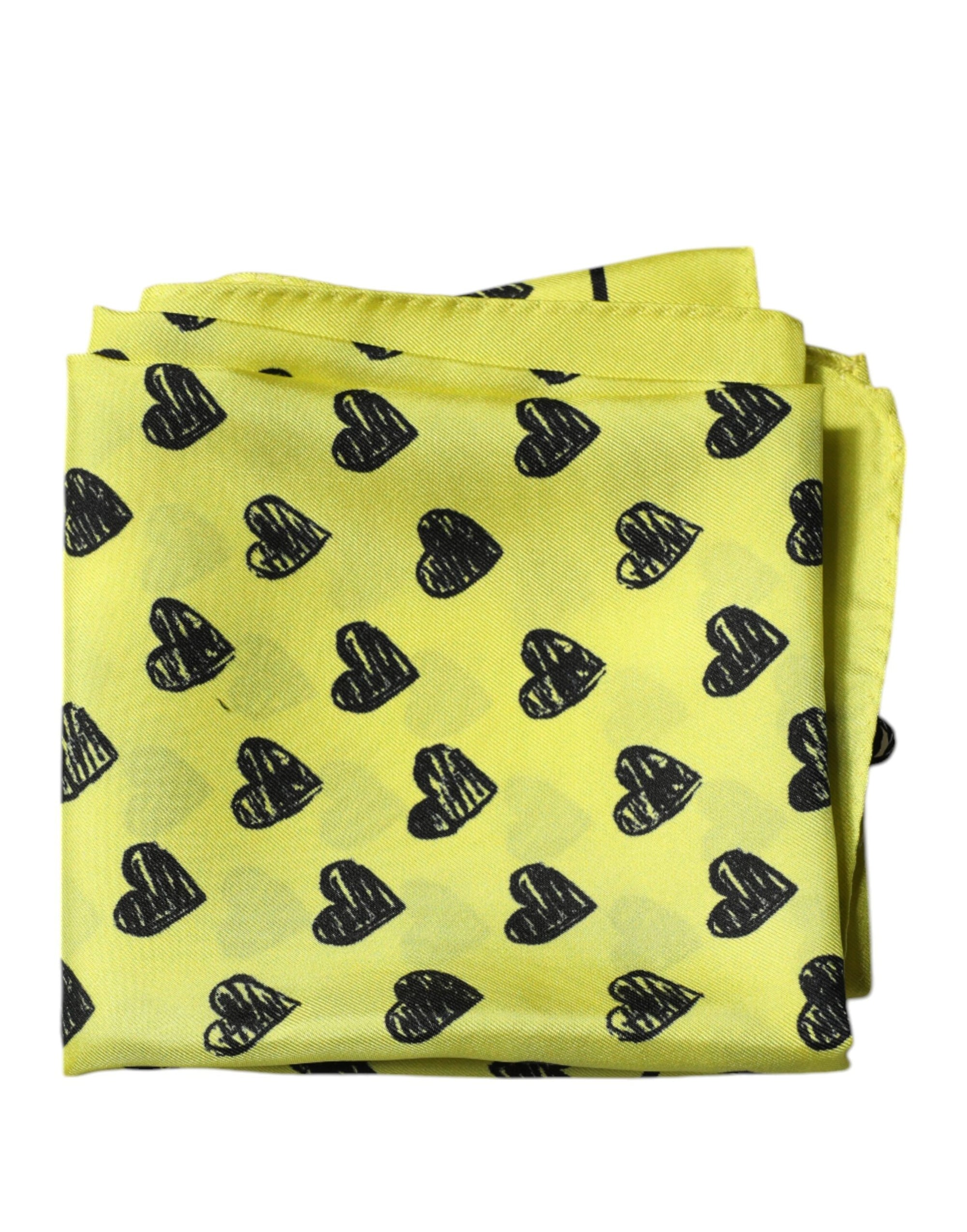 Foulard bandana carré en soie Dolce &amp; Gabbana à cœurs jaunes