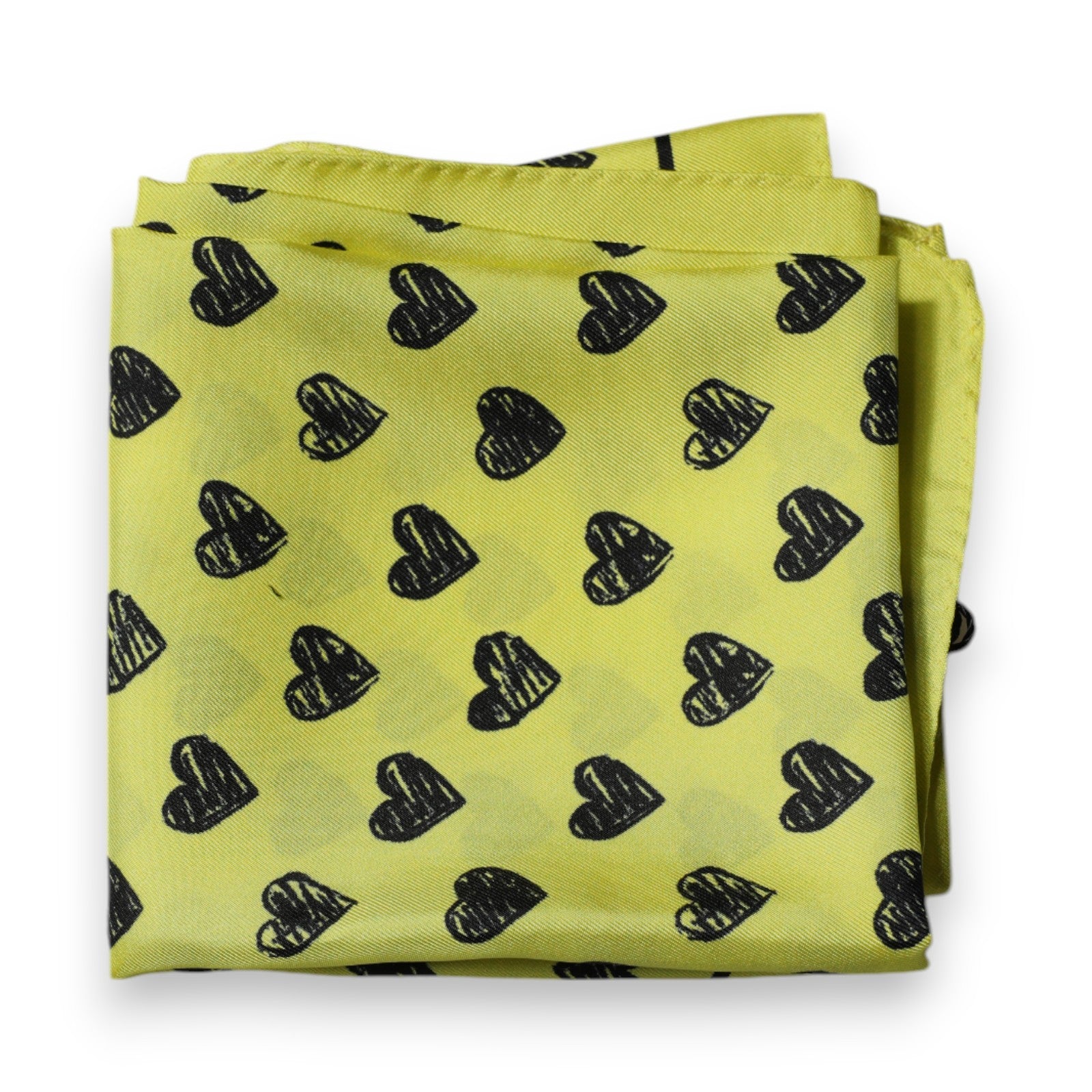 Foulard bandana carré en soie Dolce &amp; Gabbana à cœurs jaunes