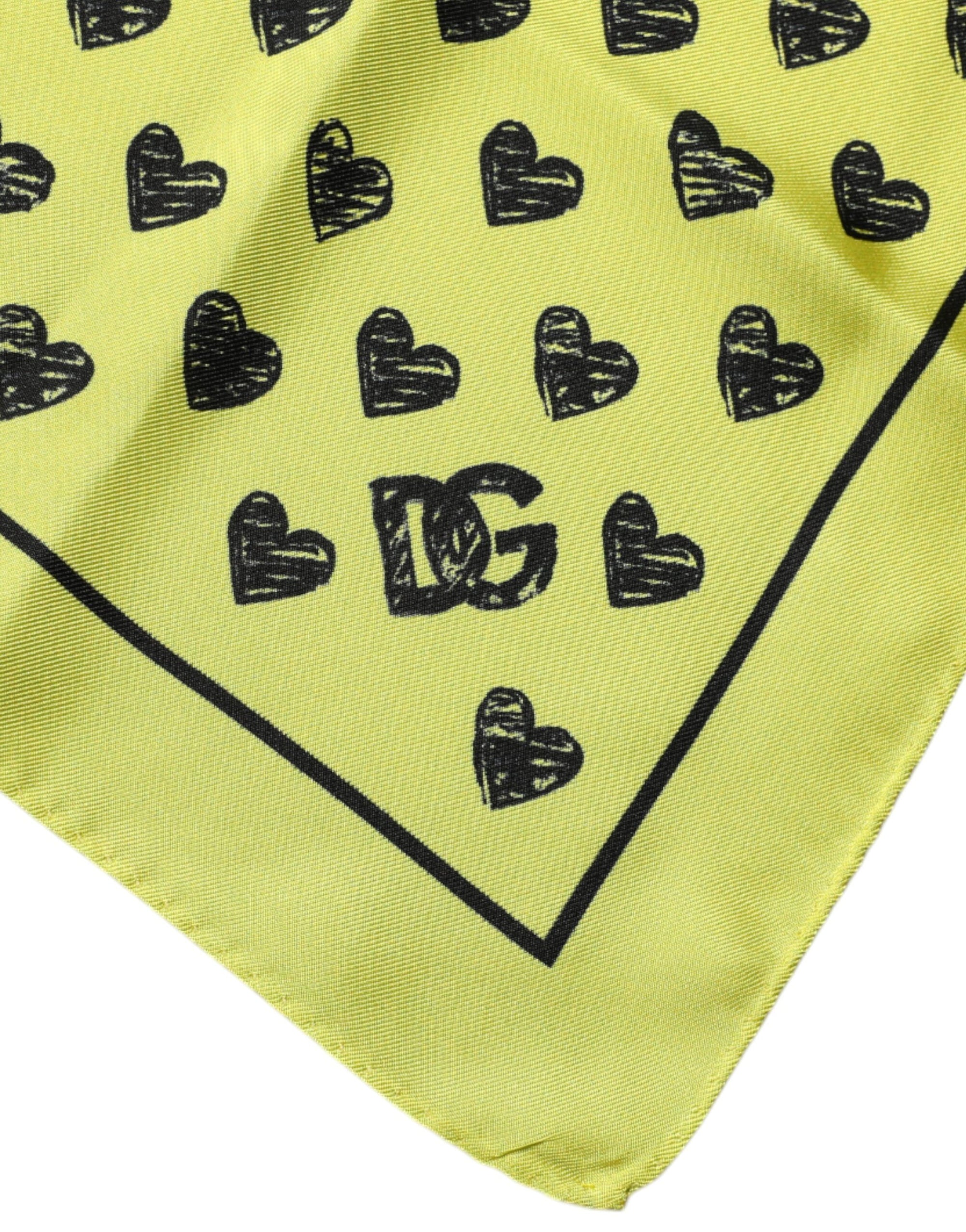 Foulard bandana carré en soie Dolce &amp; Gabbana à cœurs jaunes