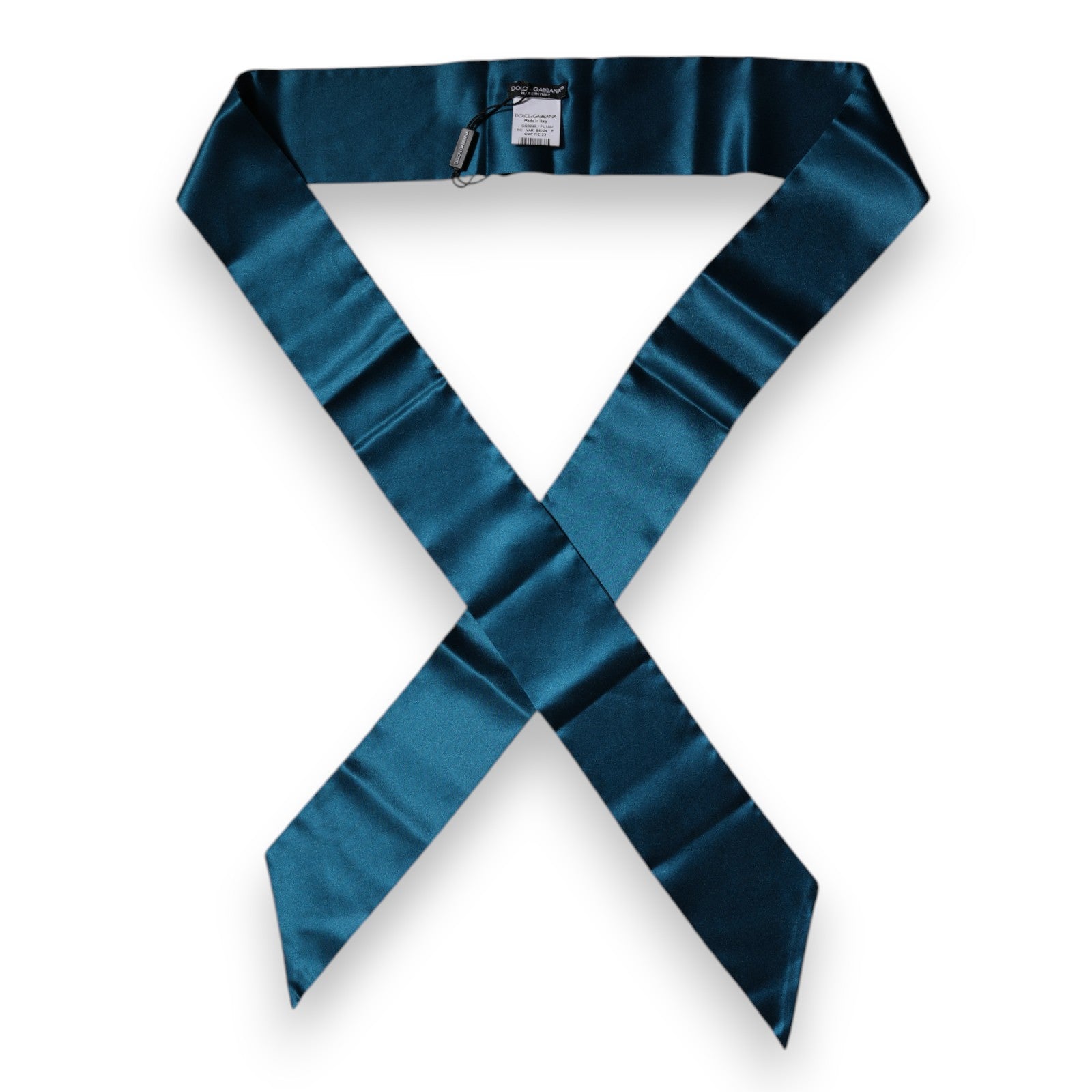 Foulard fin en satin de soie vert foncé Dolce &amp; Gabbana