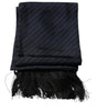 Dolce & Gabbana Dark Blue Fantasy Fringes Neck Wrap Scarf