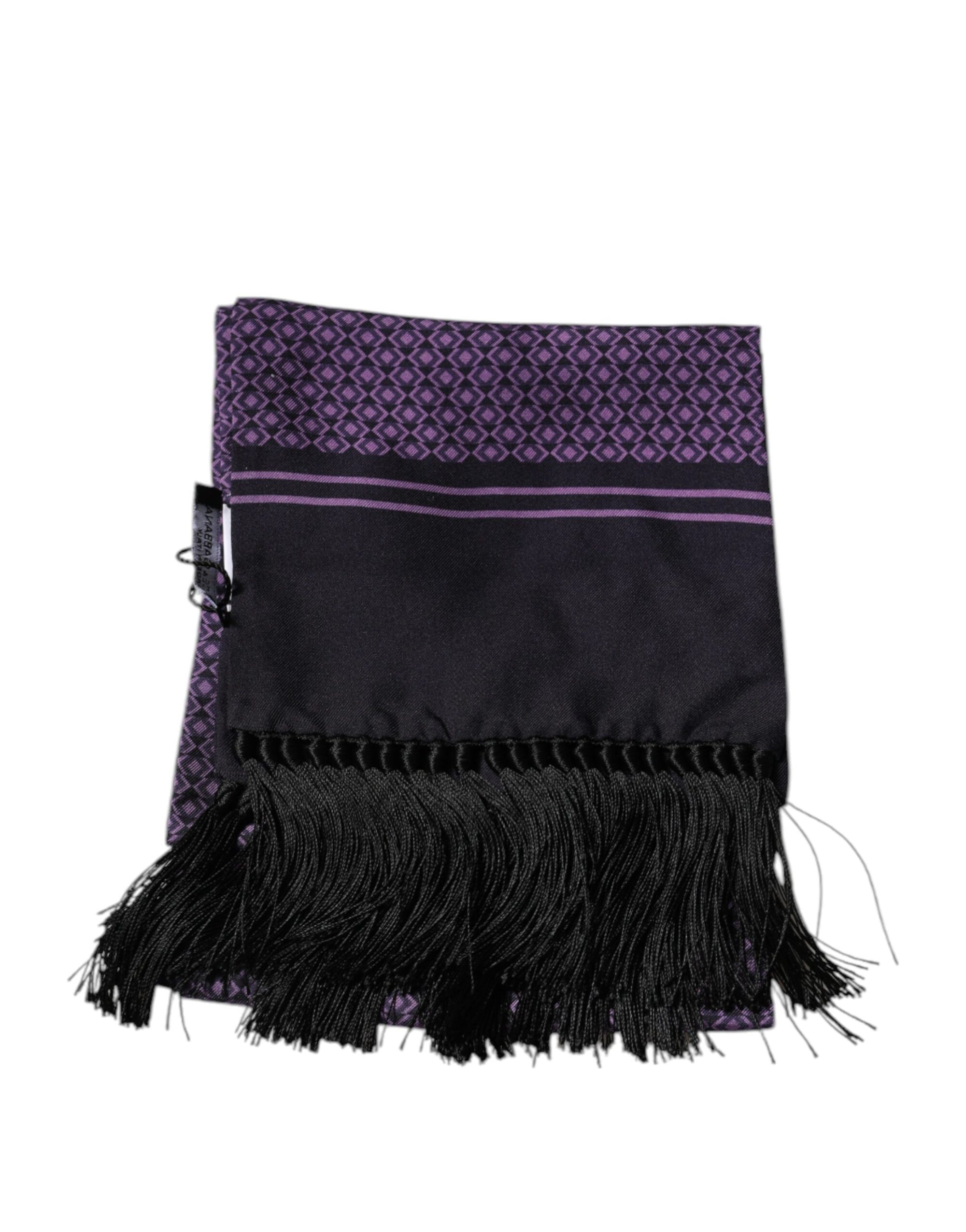 Foulard tour de cou à franges en soie fantaisie violette Dolce & Gabbana