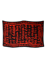 Serviette de plage en coton imprimé logo Dolce &amp; Gabbana noir et rouge