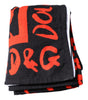 Serviette de plage en coton imprimé logo Dolce &amp; Gabbana noir et rouge