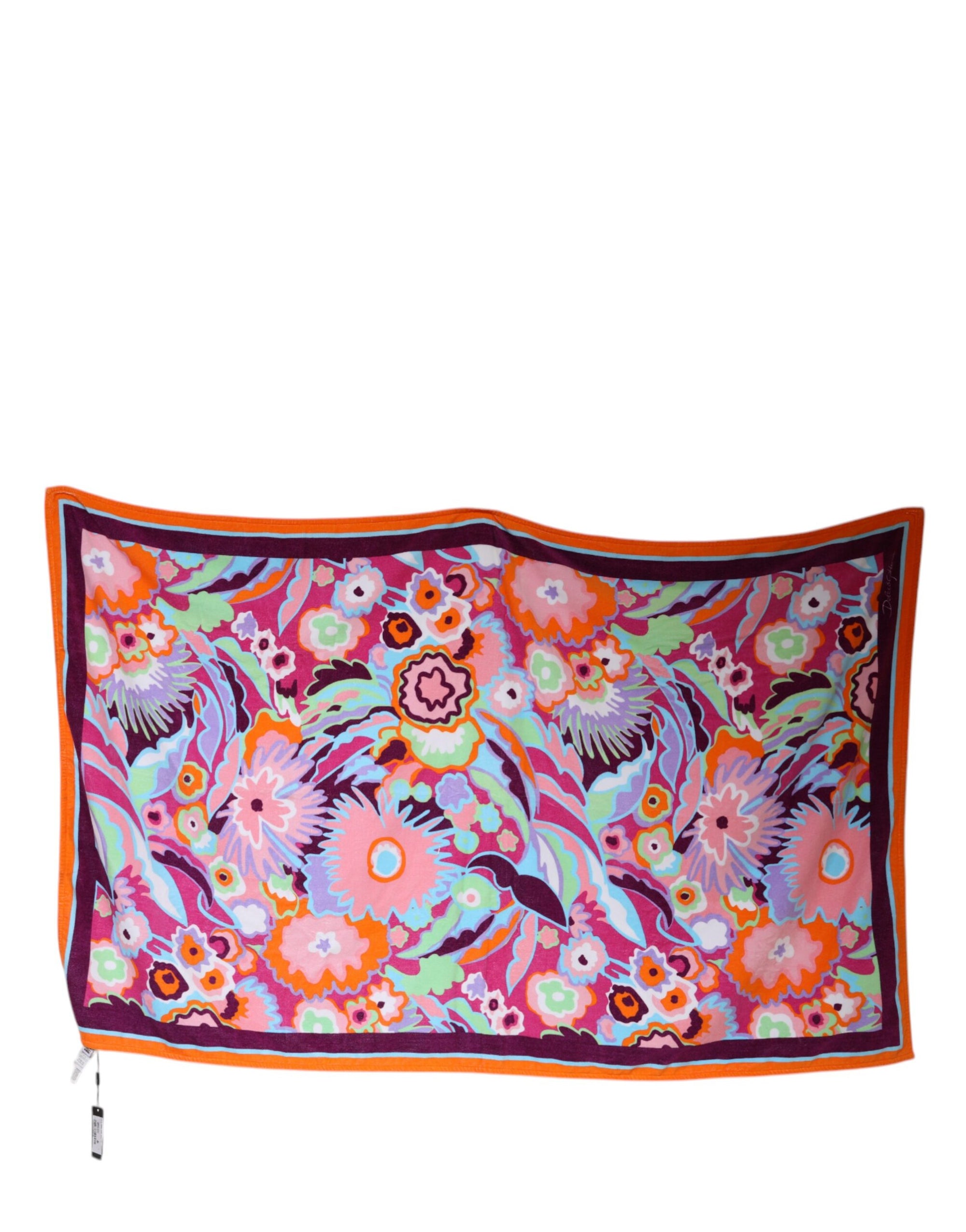Serviette de plage en coton à imprimé floral multicolore Dolce &amp; Gabbana