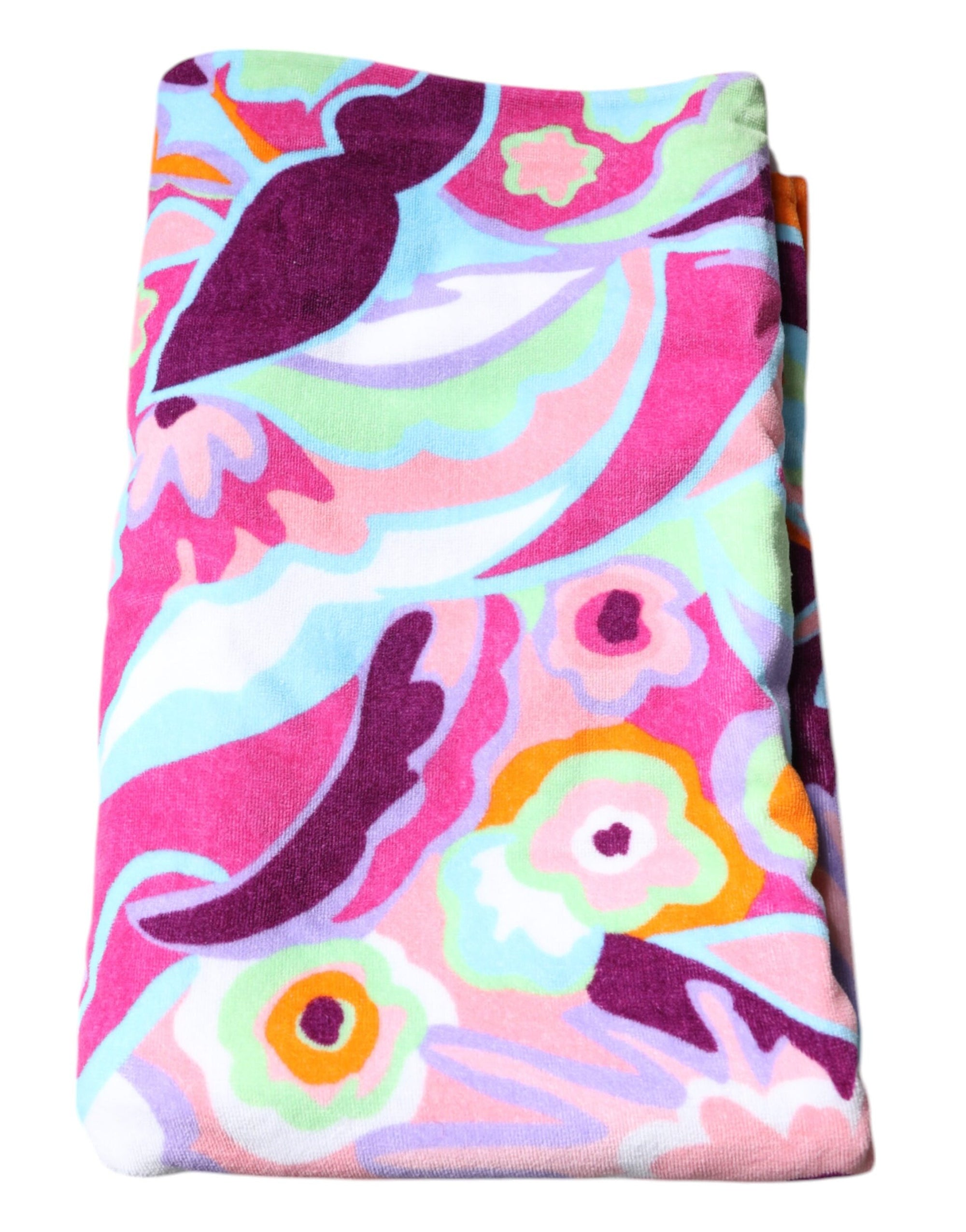 Serviette de plage en coton à imprimé floral multicolore Dolce &amp; Gabbana