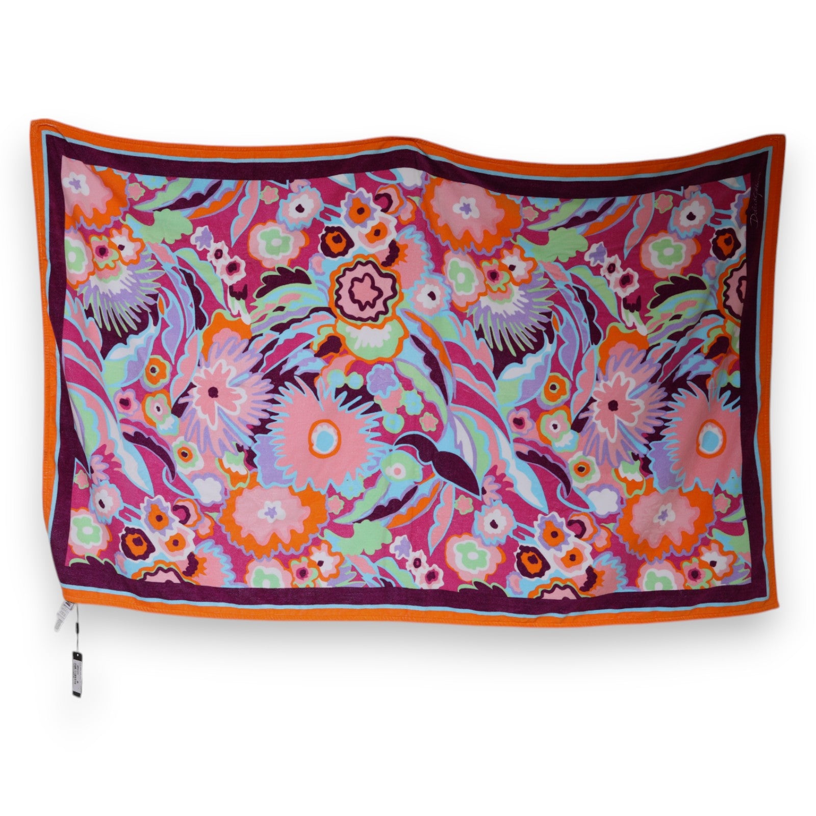 Serviette de plage en coton à imprimé floral multicolore Dolce &amp; Gabbana