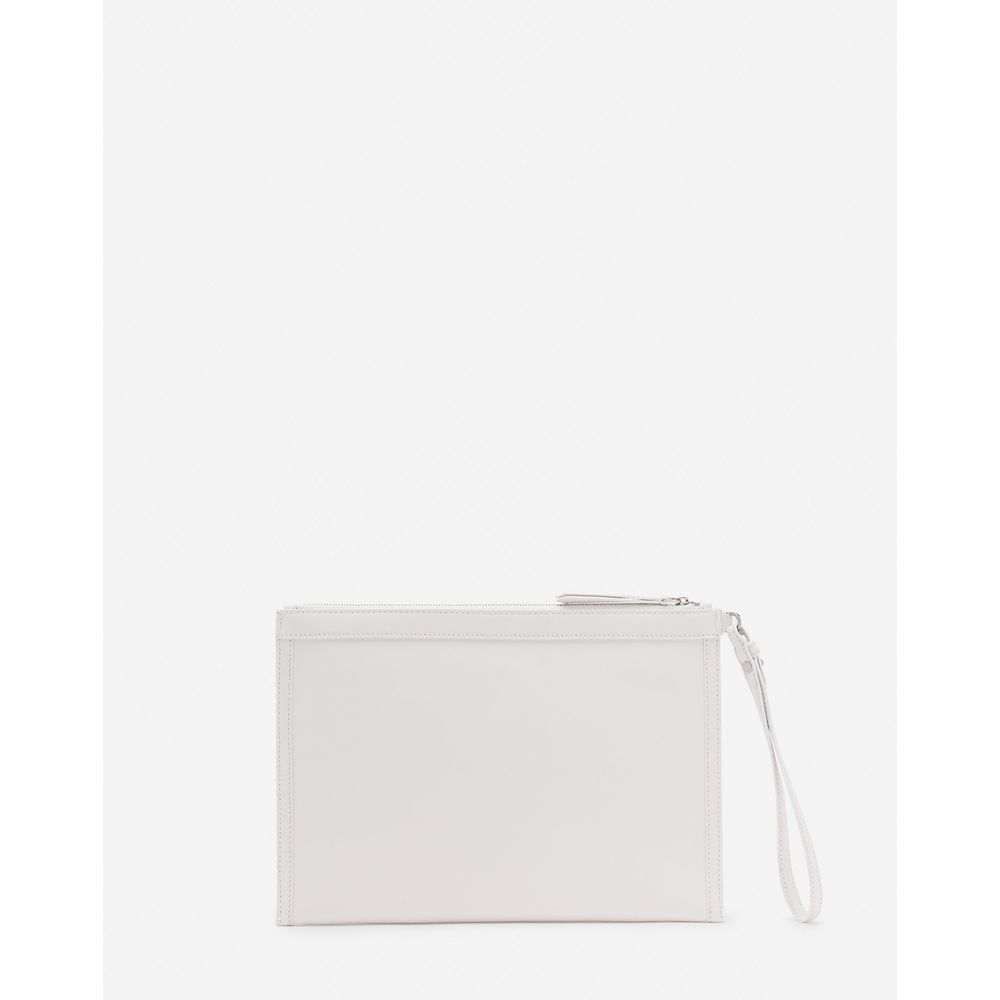 Portefeuille pochette homme en cuir blanc Lanvin