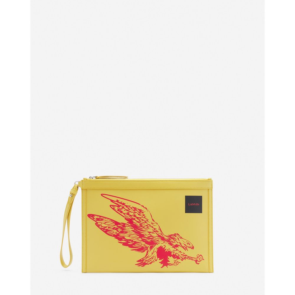 Portefeuille homme en cuir jaune Lanvin
