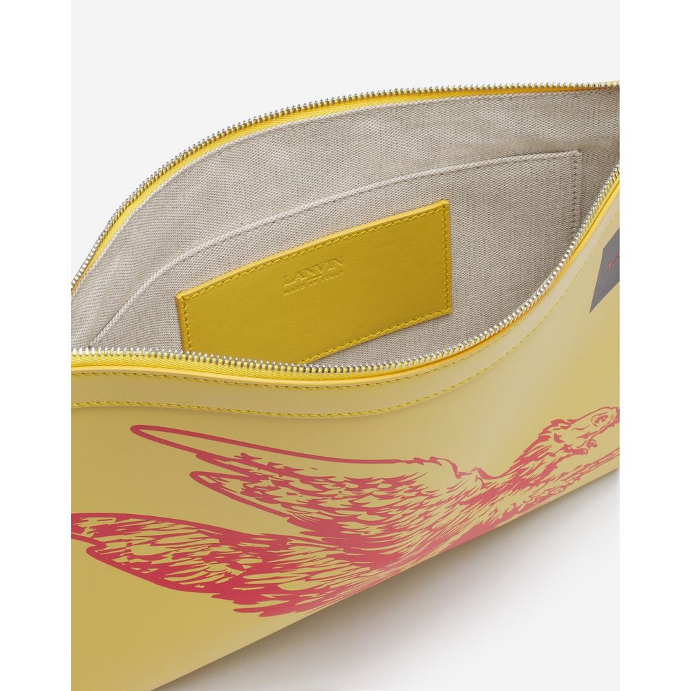 Portefeuille homme en cuir jaune Lanvin