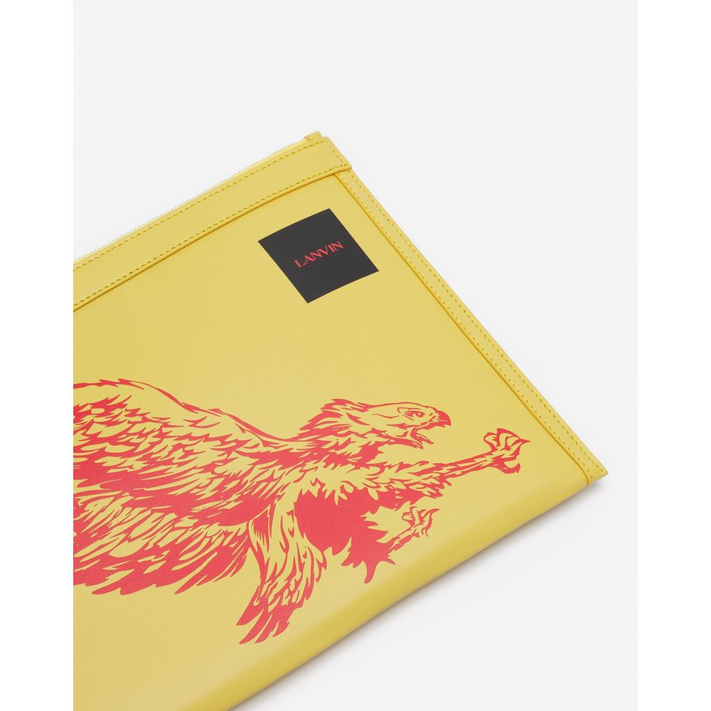 Portefeuille homme en cuir jaune Lanvin