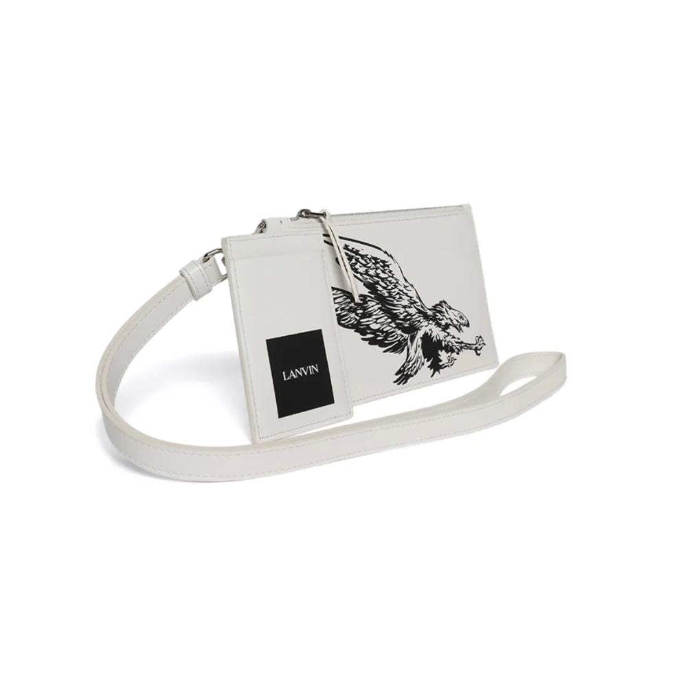 Portefeuille homme en cuir blanc Lanvin