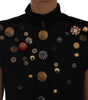 Dolce & Gabbana Black Embellished Floral Military Jacket Vest