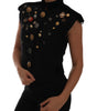 Dolce & Gabbana Black Embellished Floral Military Jacket Vest