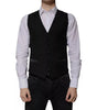 Dolce & Gabbana Black Wool Formal Dress Men Waistcoat Vest