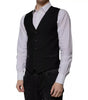 Dolce & Gabbana Black Wool Formal Dress Men Waistcoat Vest