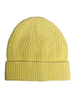 Dolce &amp; Gabbana Yellow Cotton Knitted Winter Beanie Hat
