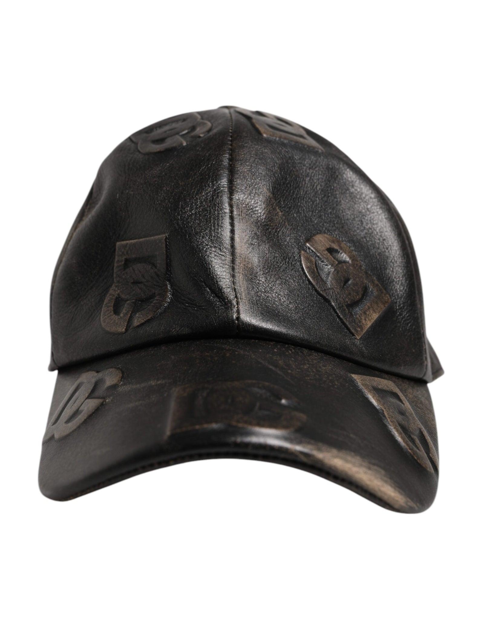 Casquette de baseball Dolce & Gabbana en cuir marron avec logo monogramme