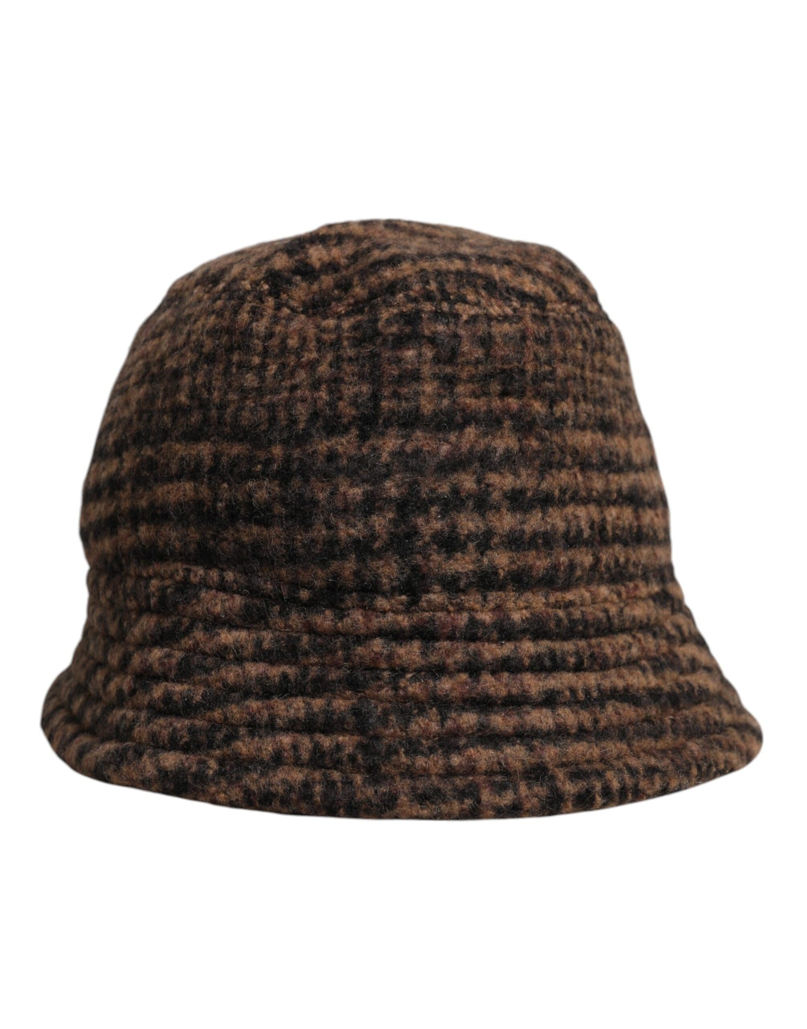Chapeau bob en laine tissée marron à motif pied-de-poule Dolce & Gabbana