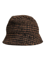 Chapeau bob en laine tissée marron à motif pied-de-poule Dolce & Gabbana