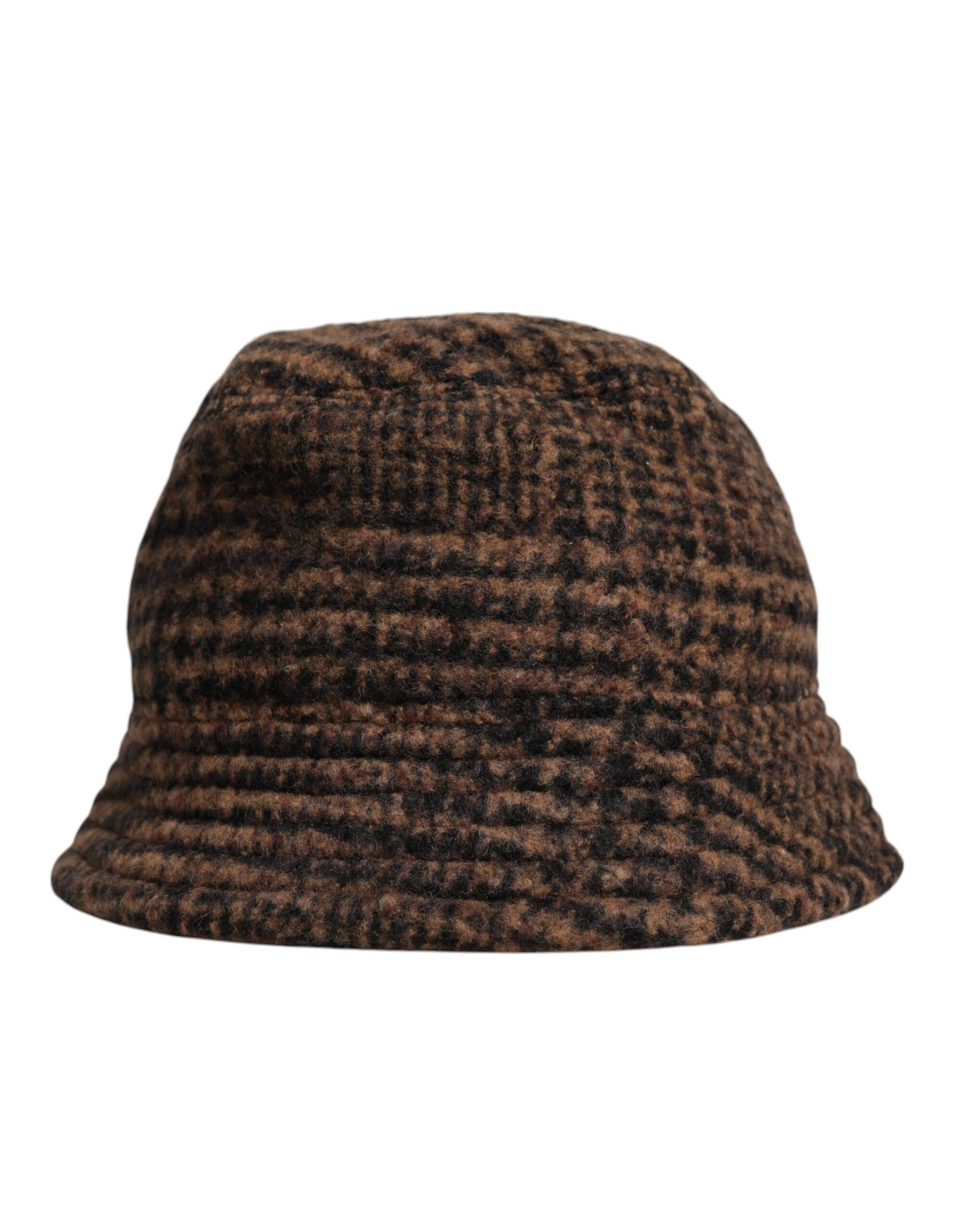 Chapeau bob en laine tissée marron à motif pied-de-poule Dolce & Gabbana