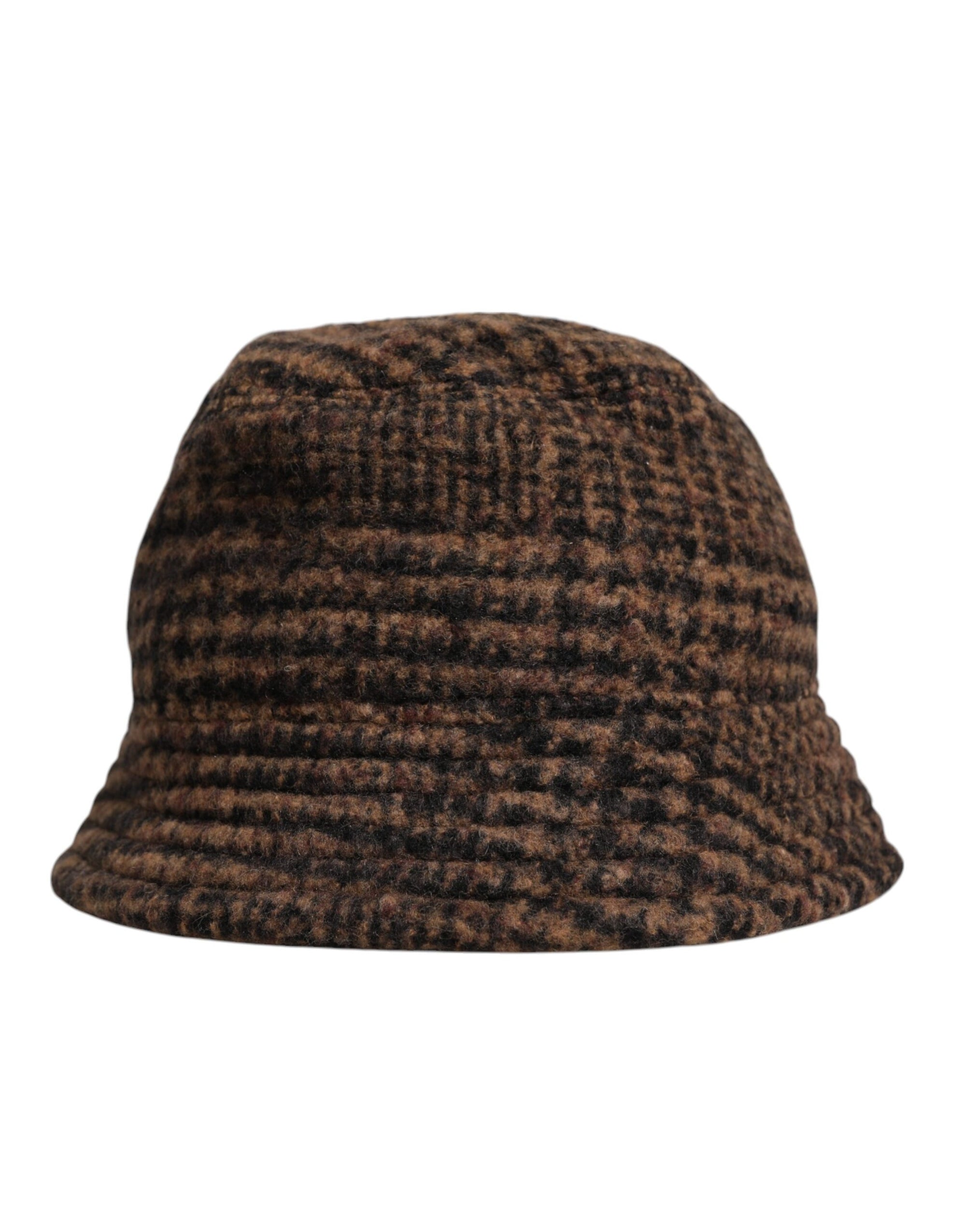 Chapeau bob en laine tissée marron à motif pied-de-poule Dolce & Gabbana