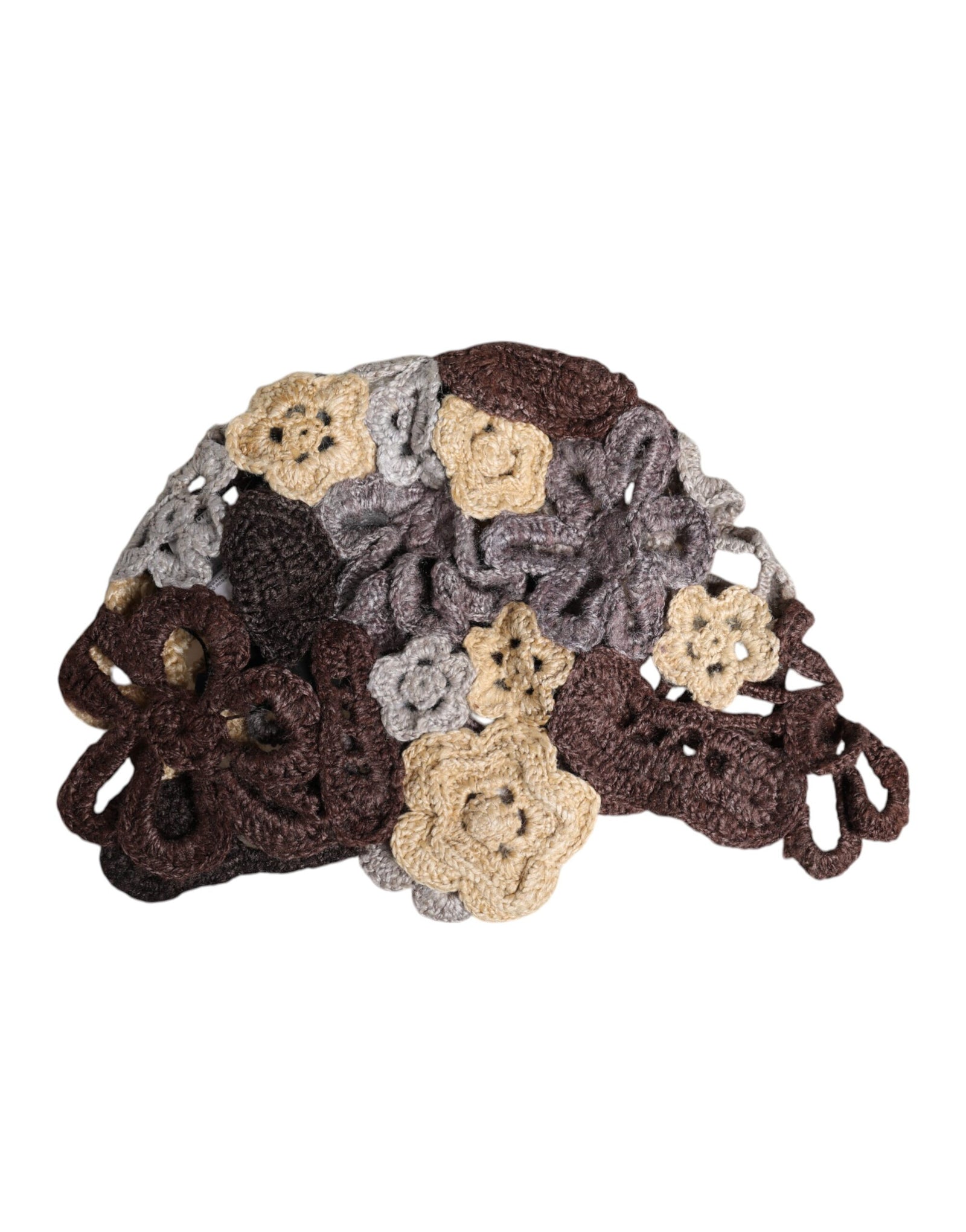 Dolce &amp; Gabbana Multicolor Floral Silk Crochet Beanie Hat