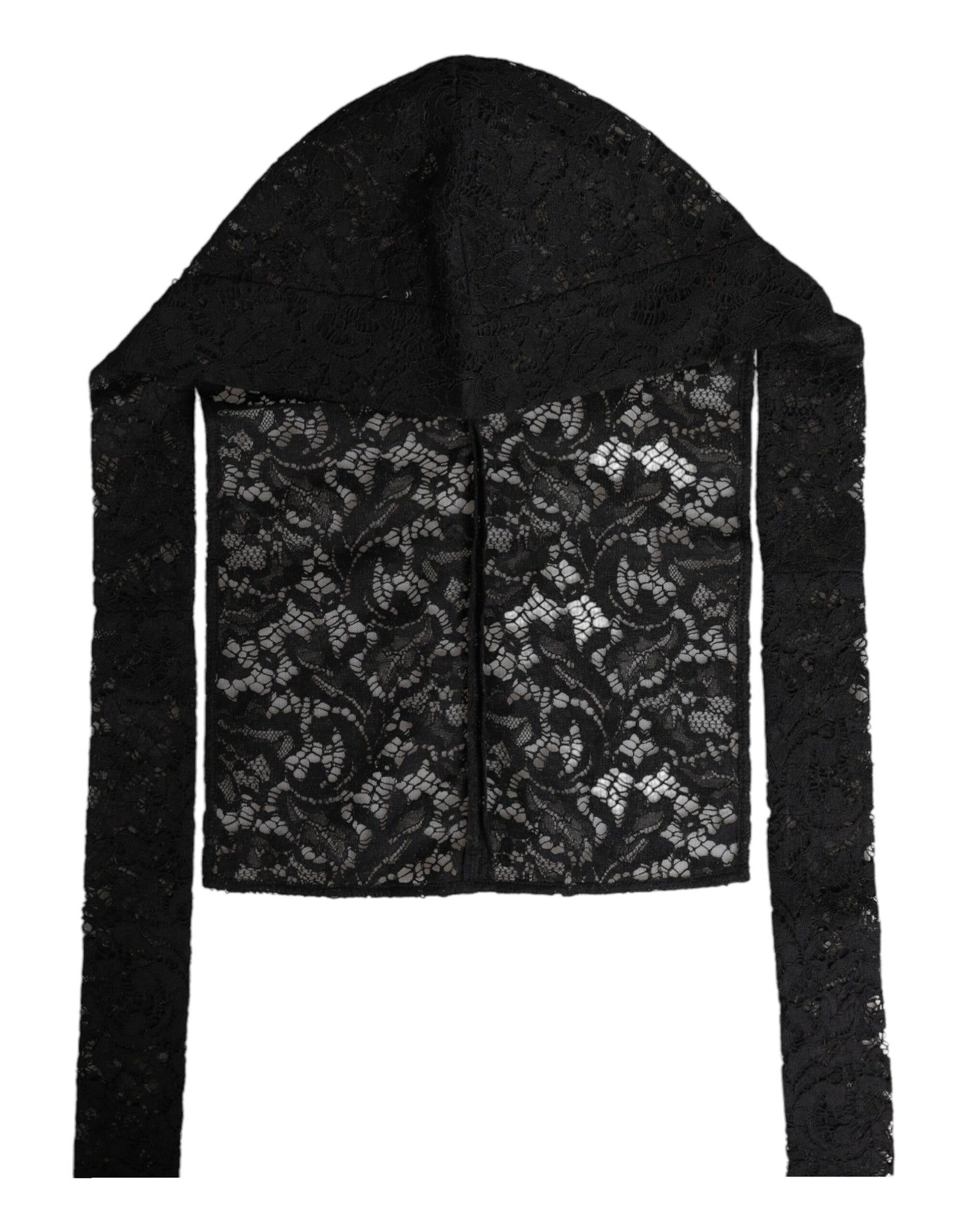Dolce &amp; Gabbana Black Floral Lace Whole Head Wrap Hat