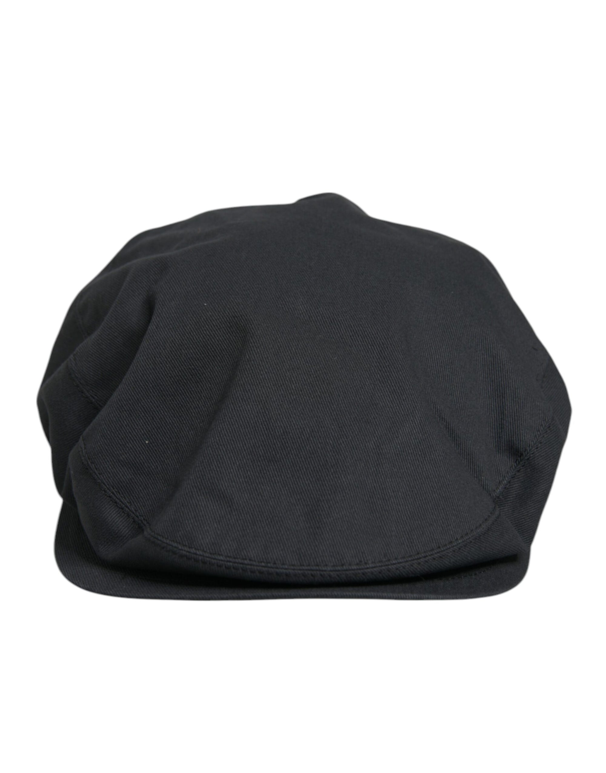 Dolce &amp; Gabbana Black Cotton Newsboy Capello Cabbie Hat