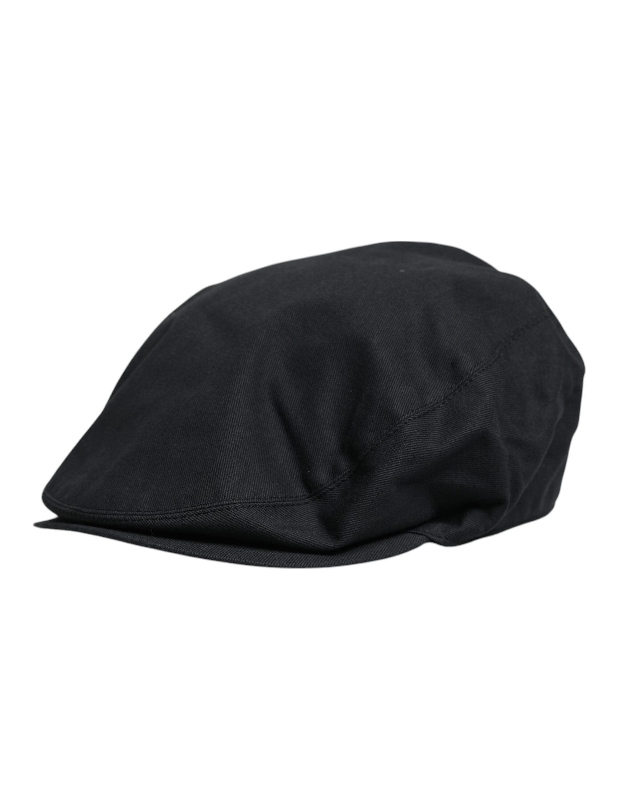 Dolce &amp; Gabbana Black Cotton Newsboy Capello Cabbie Hat