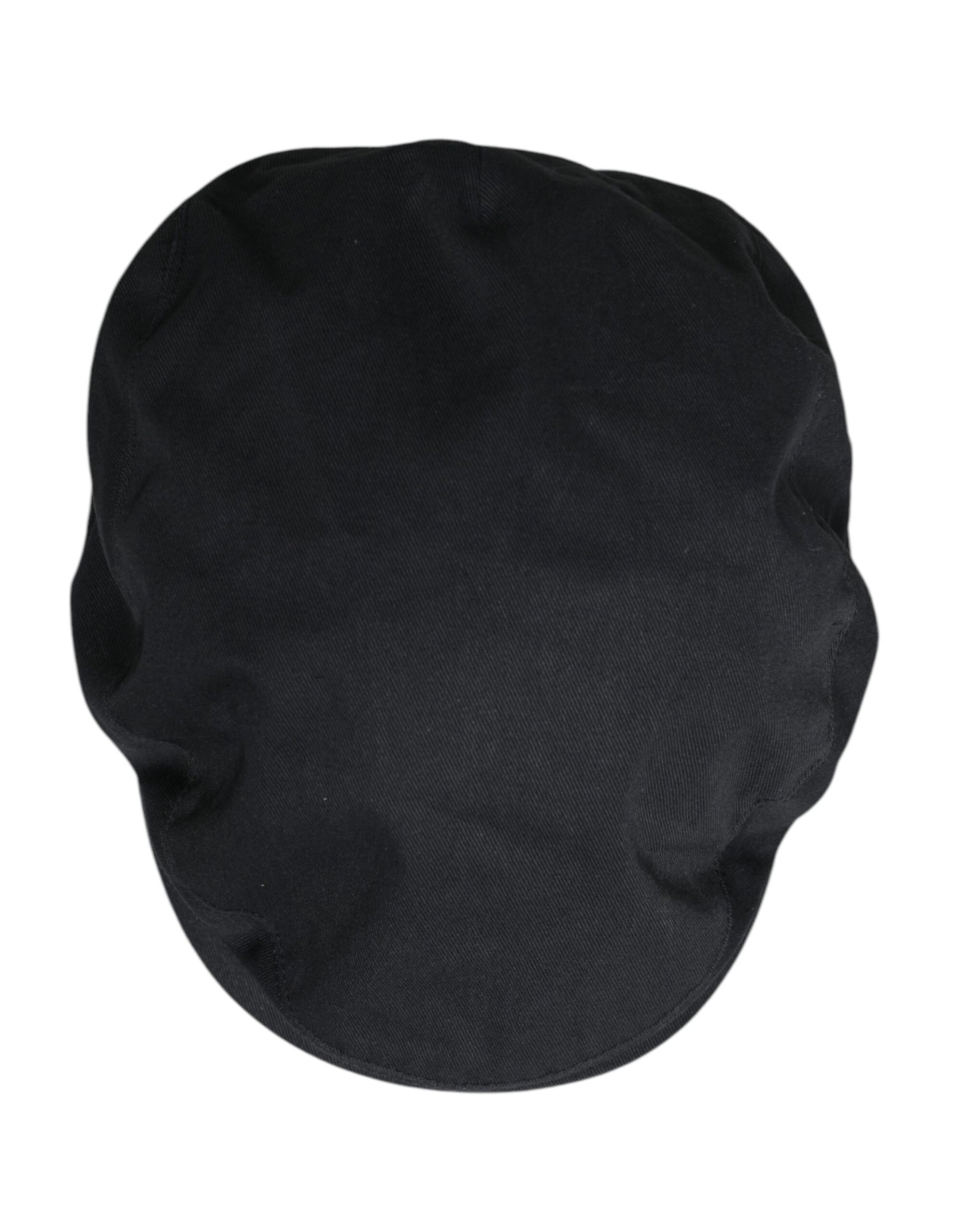 Dolce &amp; Gabbana Black Cotton Newsboy Capello Cabbie Hat
