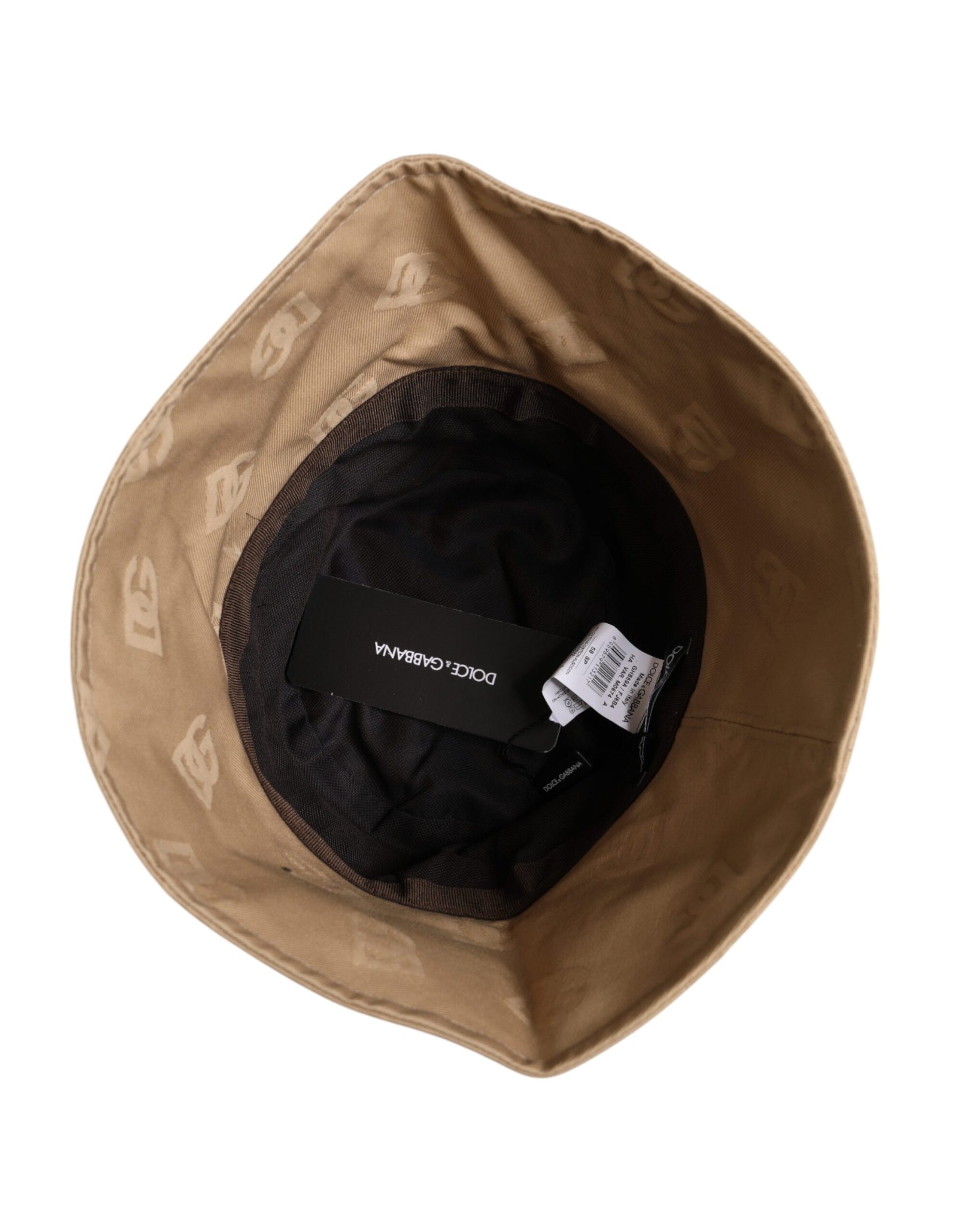 Dolce &amp; Gabbana Beige Logo Monogram Cotton Bucket Cap