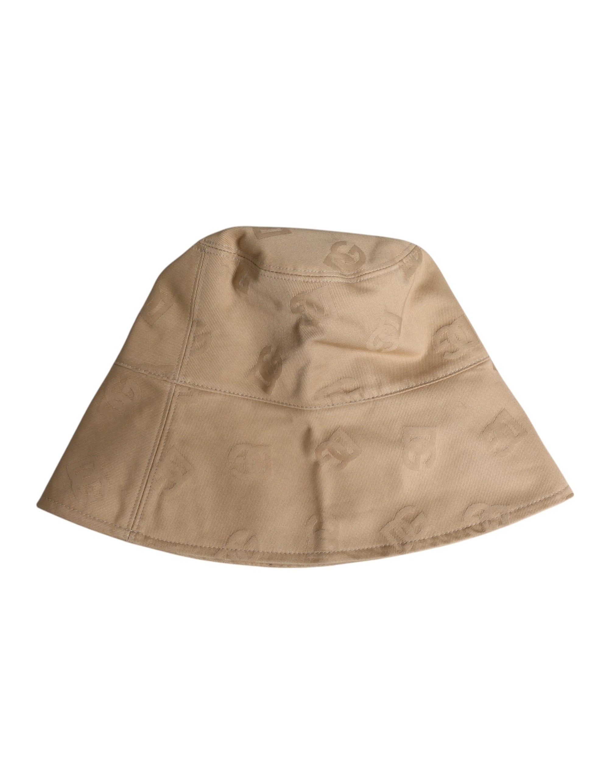 Dolce &amp; Gabbana Beige Logo Monogram Cotton Bucket Cap